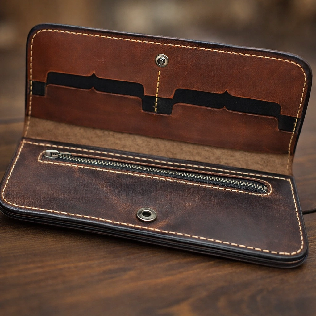 El Yapımı Koyu Kahve Hakiki Deri Cüzdan | Kirke Leather